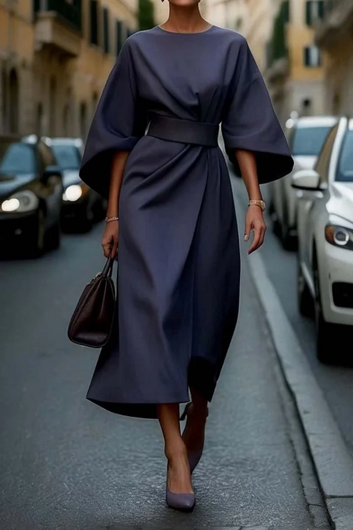 Isla™ | Chic Puff Sleeve Midi Dress