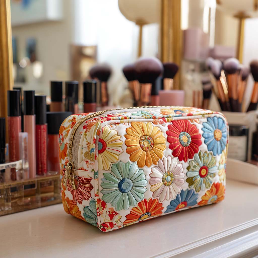 Clara | Brilliant Petals Quilted Cosmetic Bag