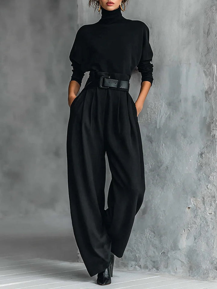 Emma™ | Navy Blue 2-Piece Ensemble with Sash