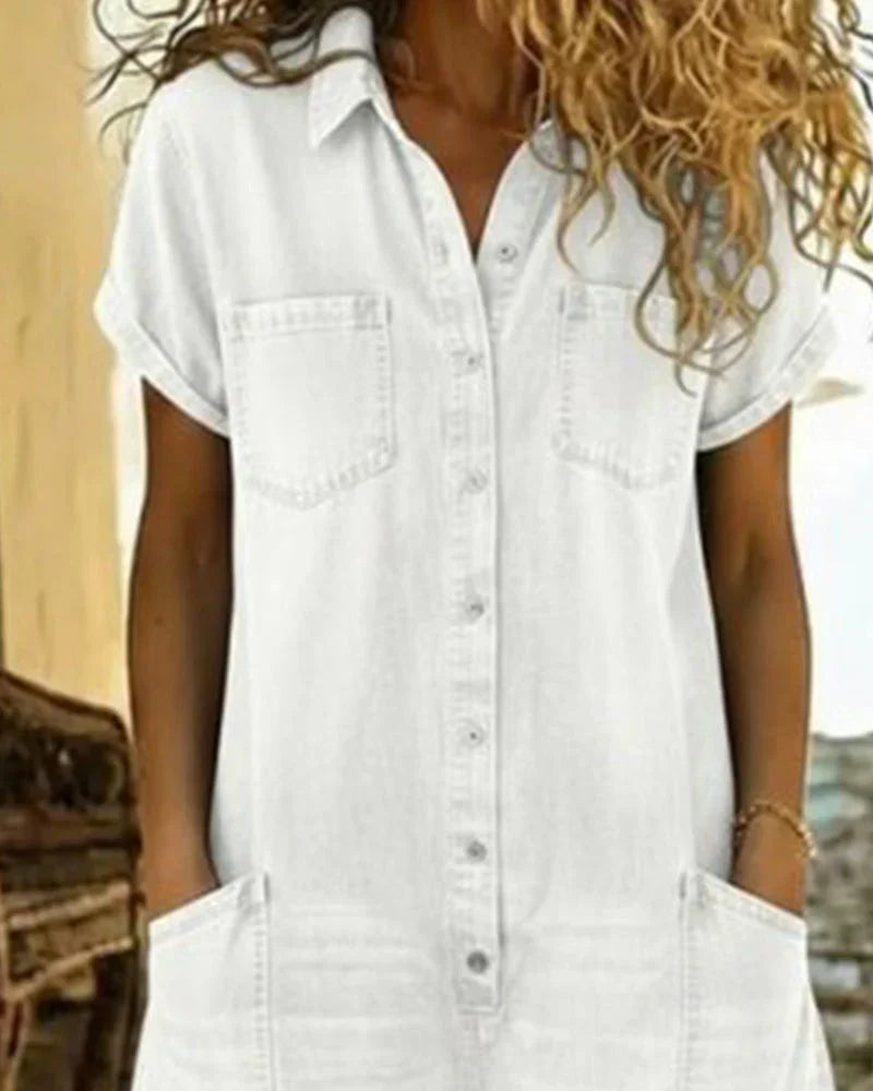 Paola | Denim Jumpsuit with Front Buttons