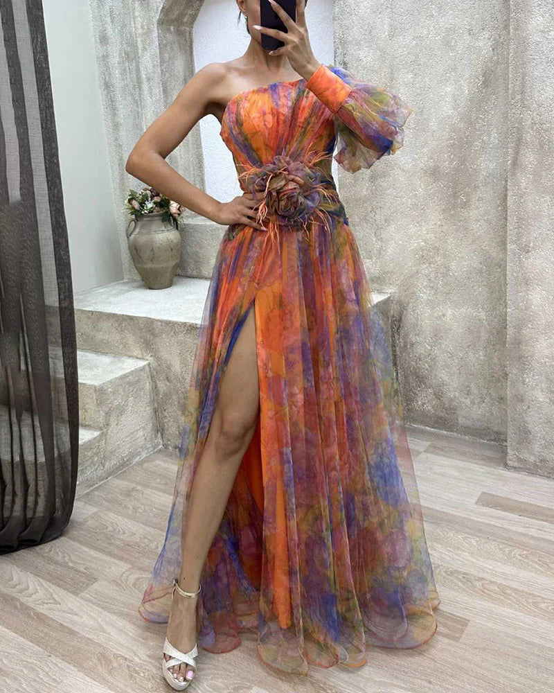 Orit™ | Off-Shoulder High Slit Evening Gown