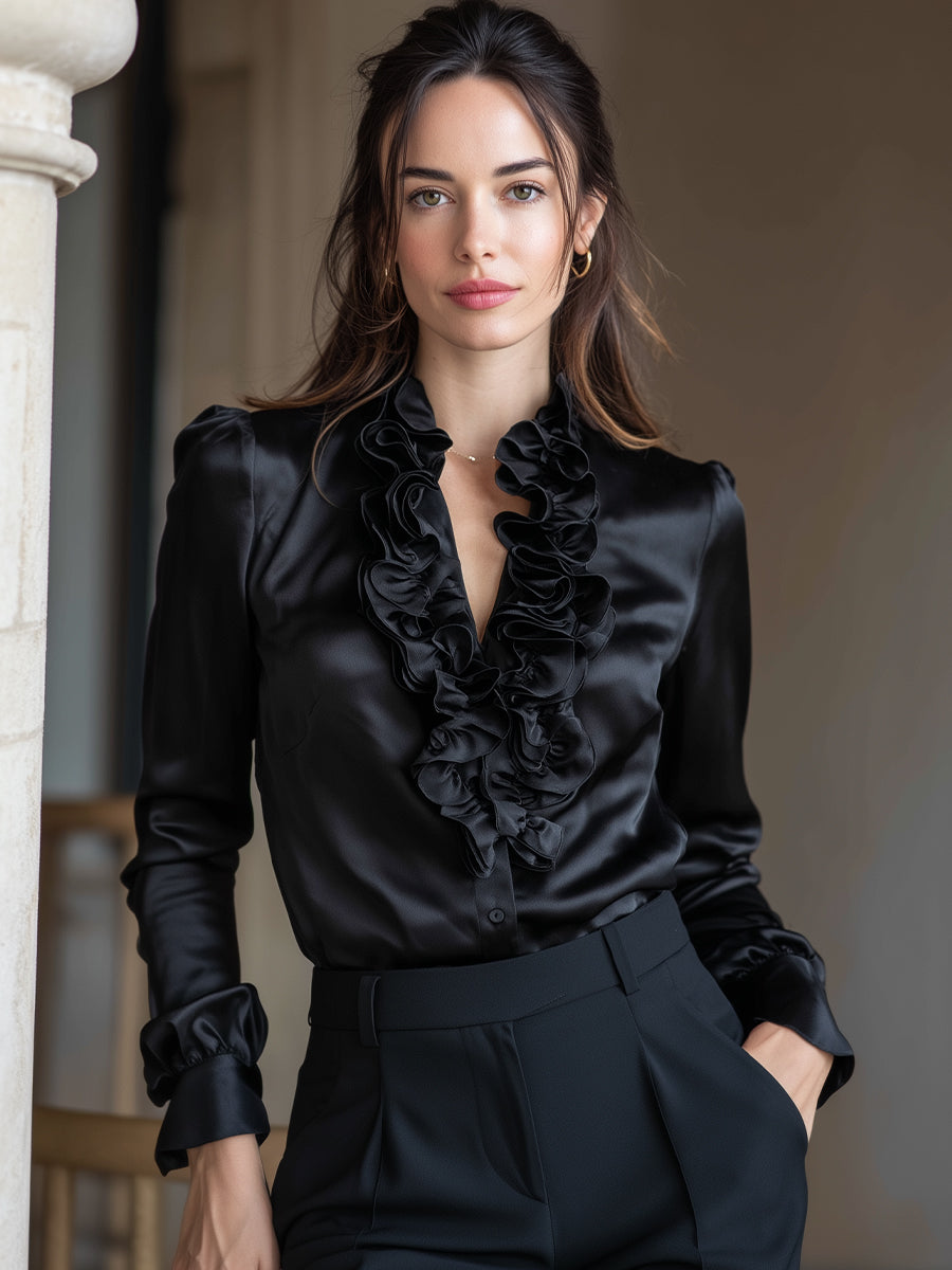 Emerald Silk Pleated Off-Shoulder Short Sleeve Top