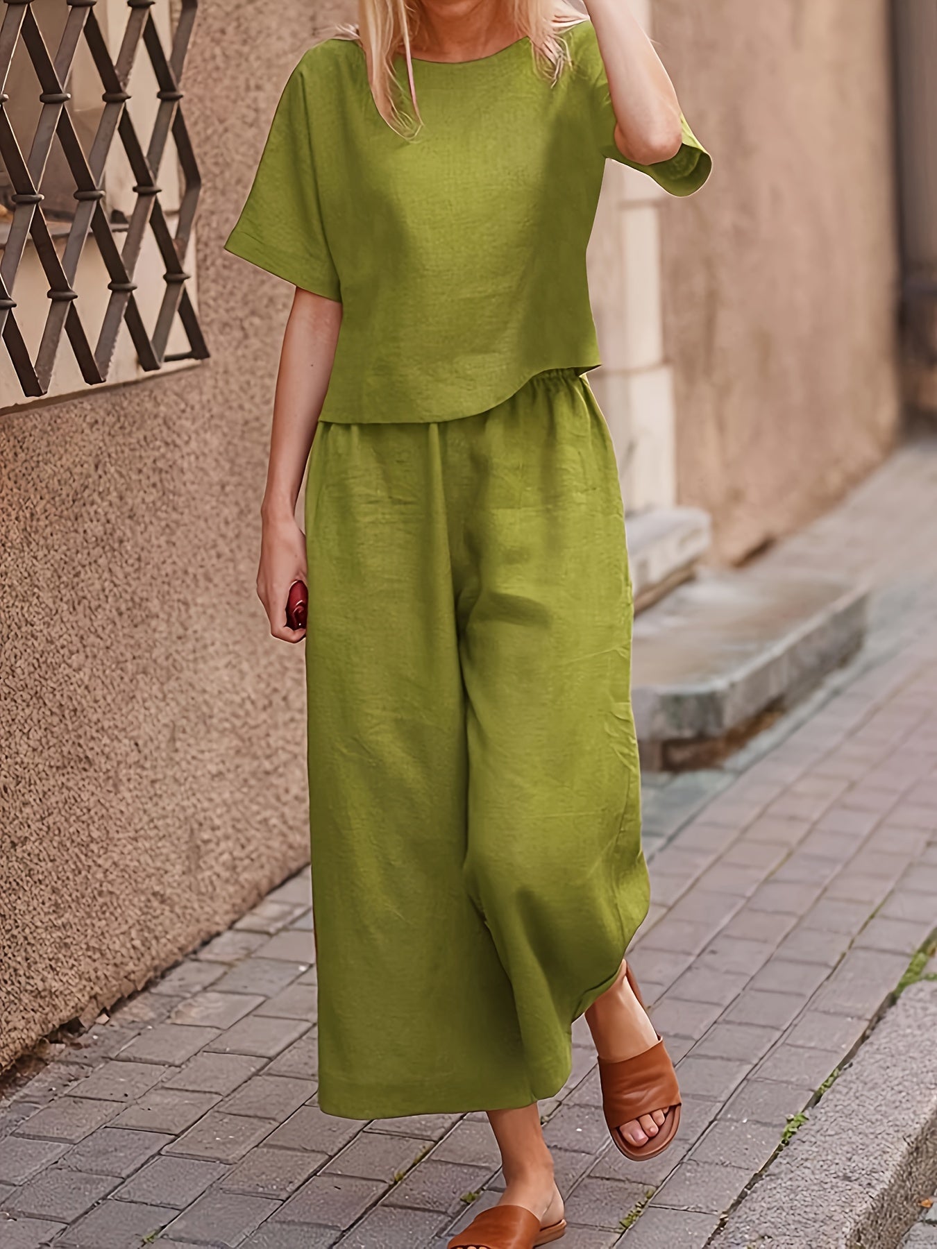 Camille | Cotton-Blend Flared Two-Piece Ensemble