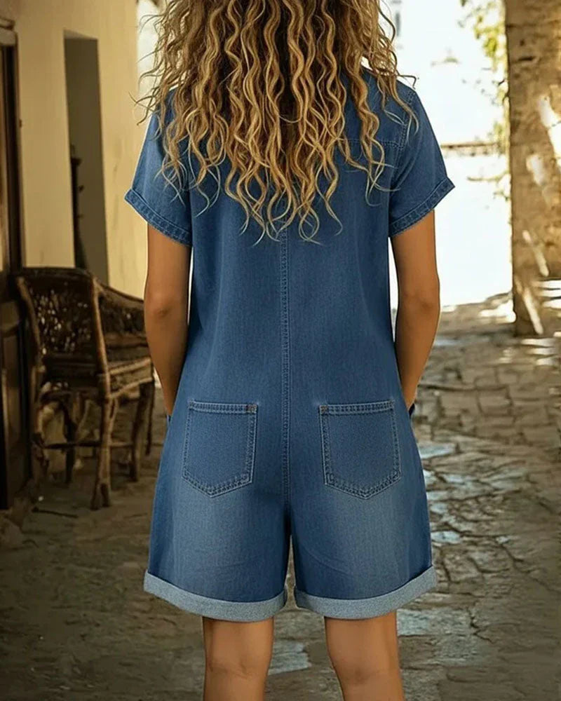 Paola | Denim Jumpsuit with Front Buttons
