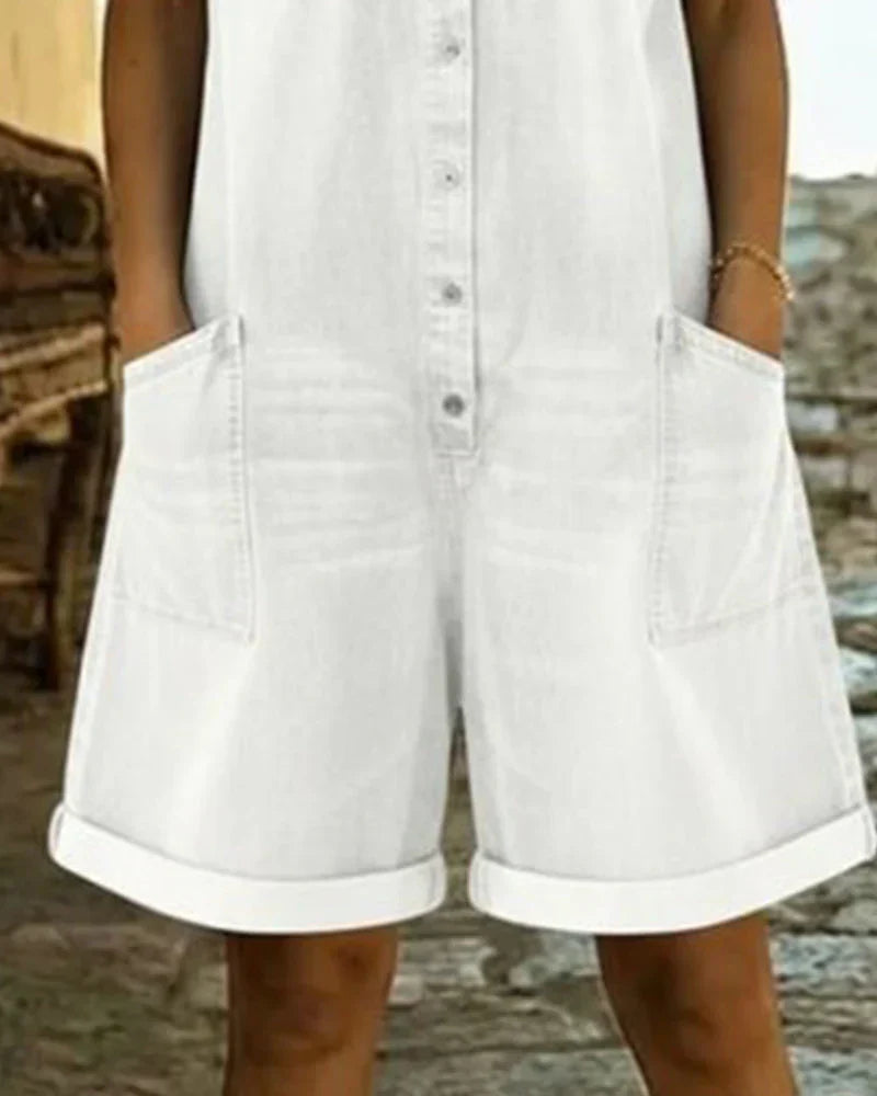 Paola | Denim Jumpsuit with Front Buttons