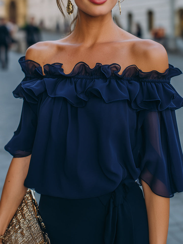 One-Shoulder Layered Silk Blouse