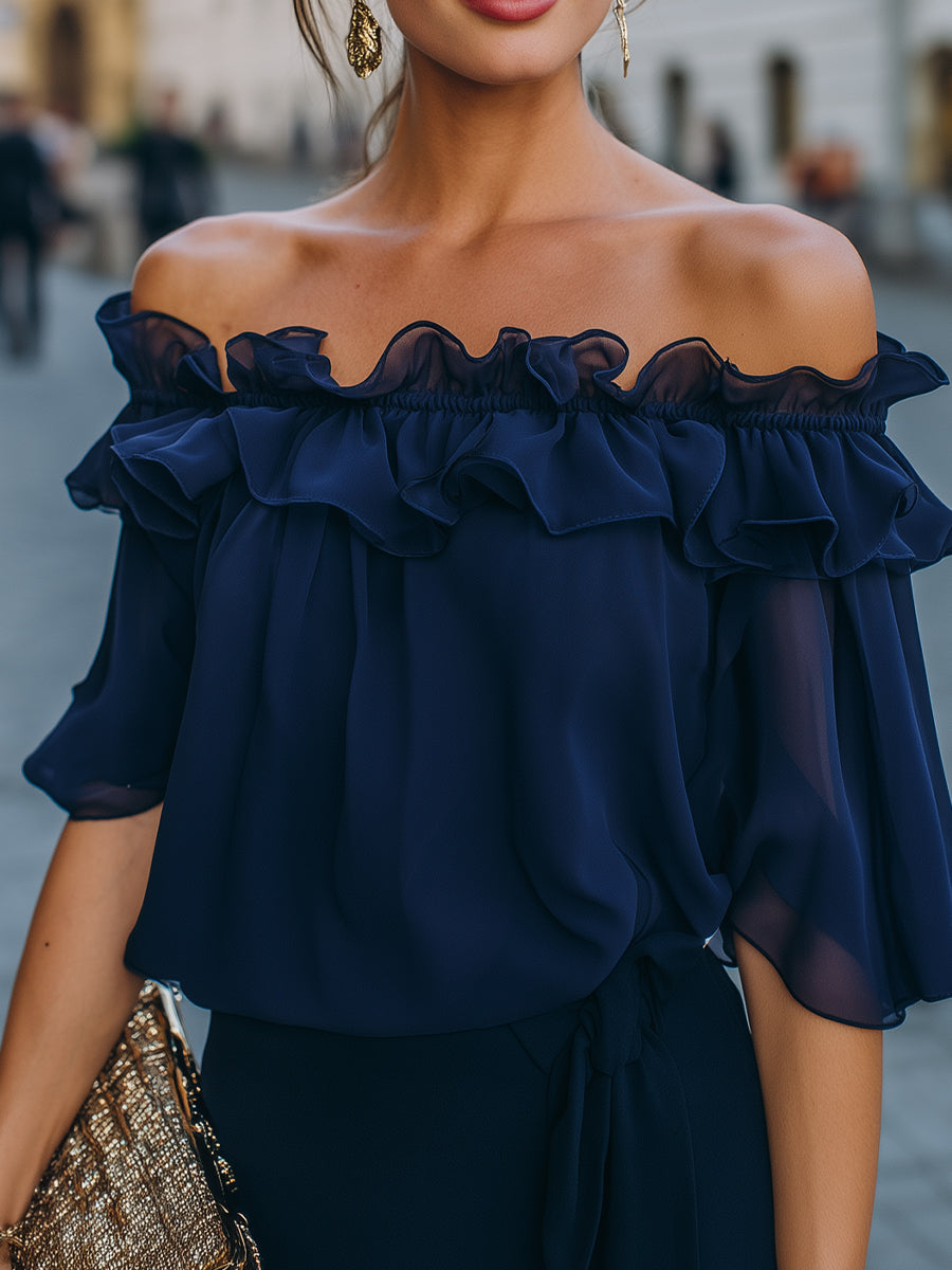 One-Shoulder Layered Silk Blouse