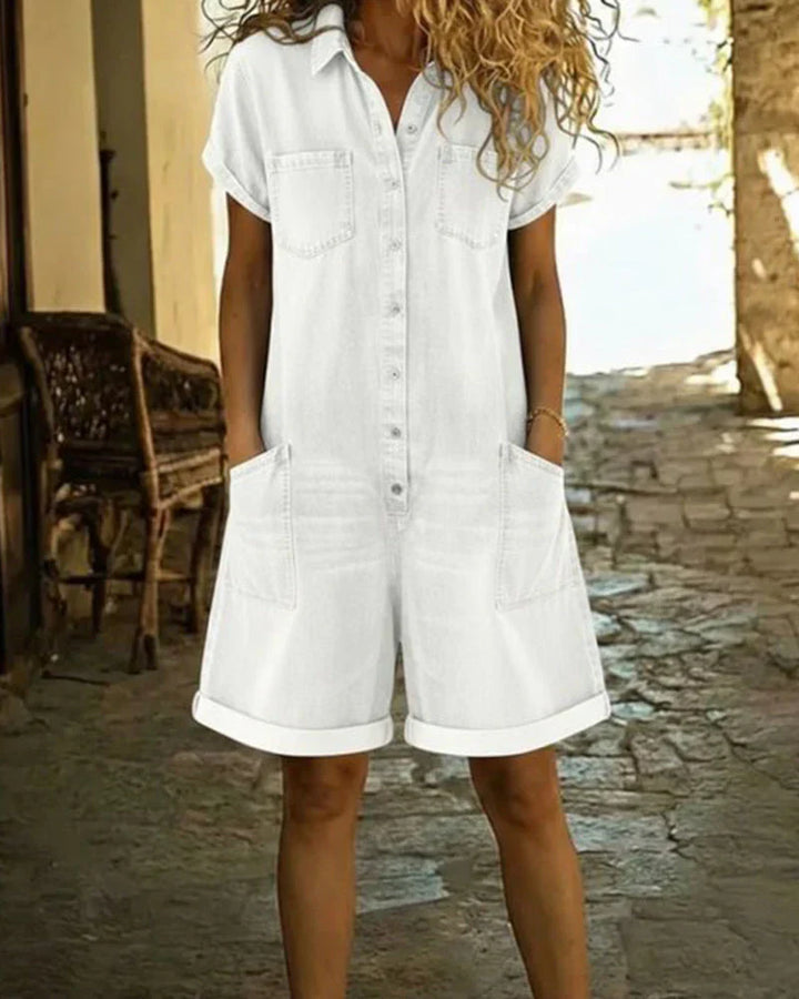 Paola | Denim Jumpsuit with Front Buttons