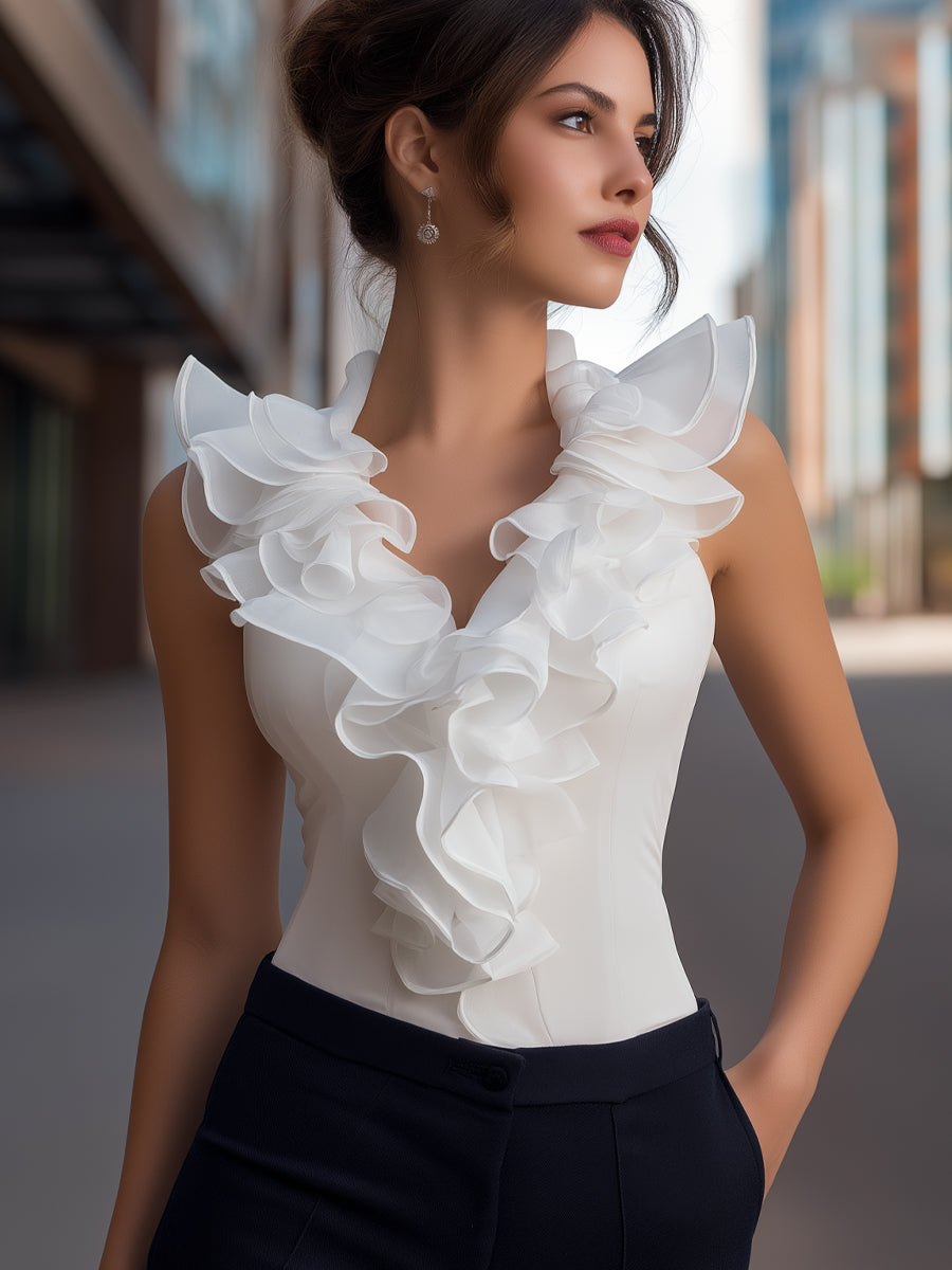 Strapless Silk Pleated Off-Shoulder Blouse