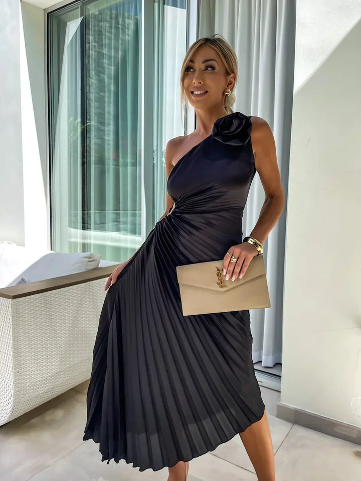 Flora™ | Chic Botanical Asymmetrical Maxi Dress