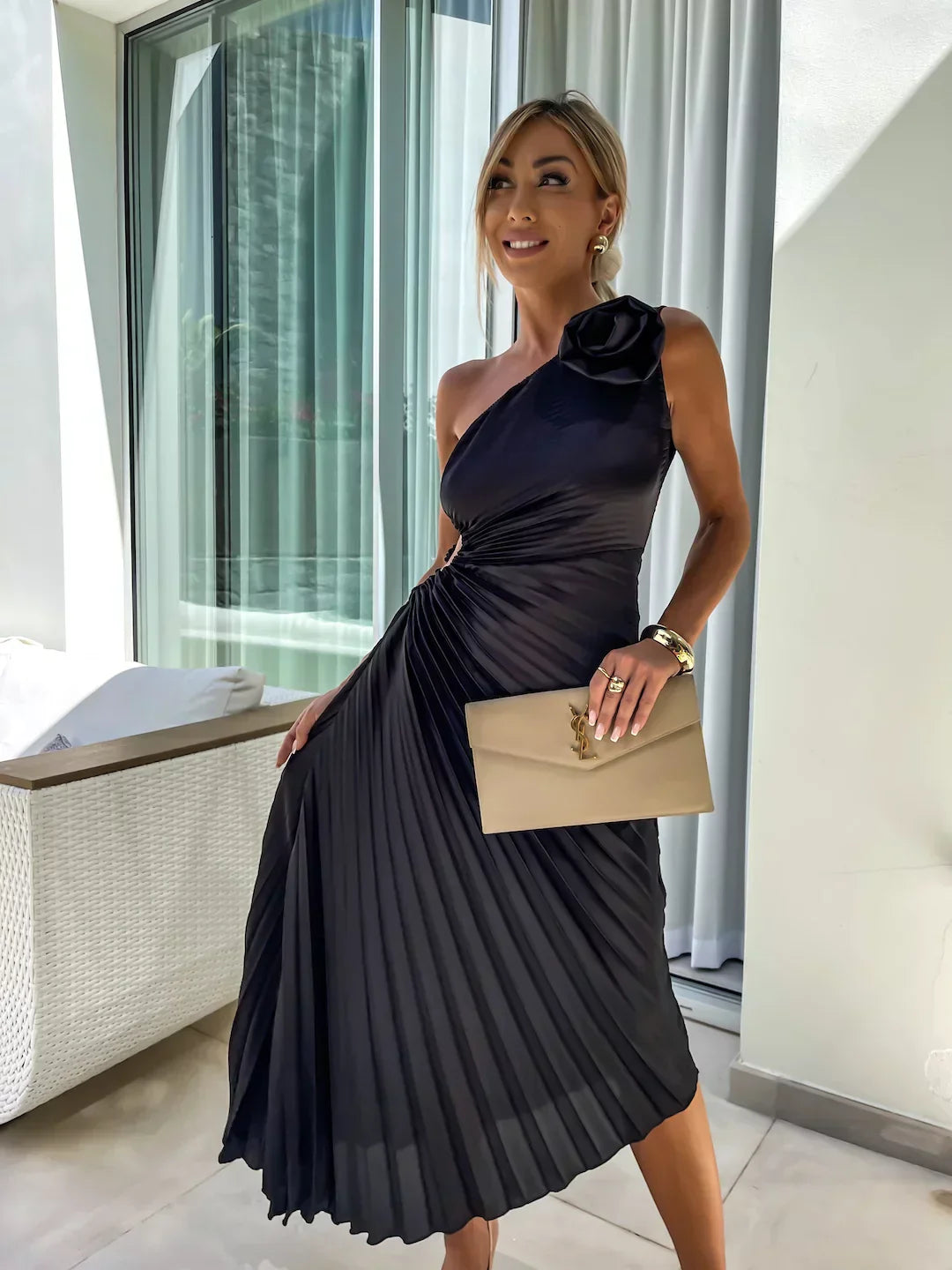 Flora™ | Chic Botanical Asymmetrical Maxi Gown