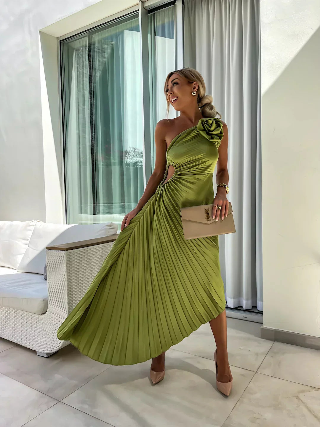 Flora™ | Chic Botanical Asymmetrical Maxi Dress