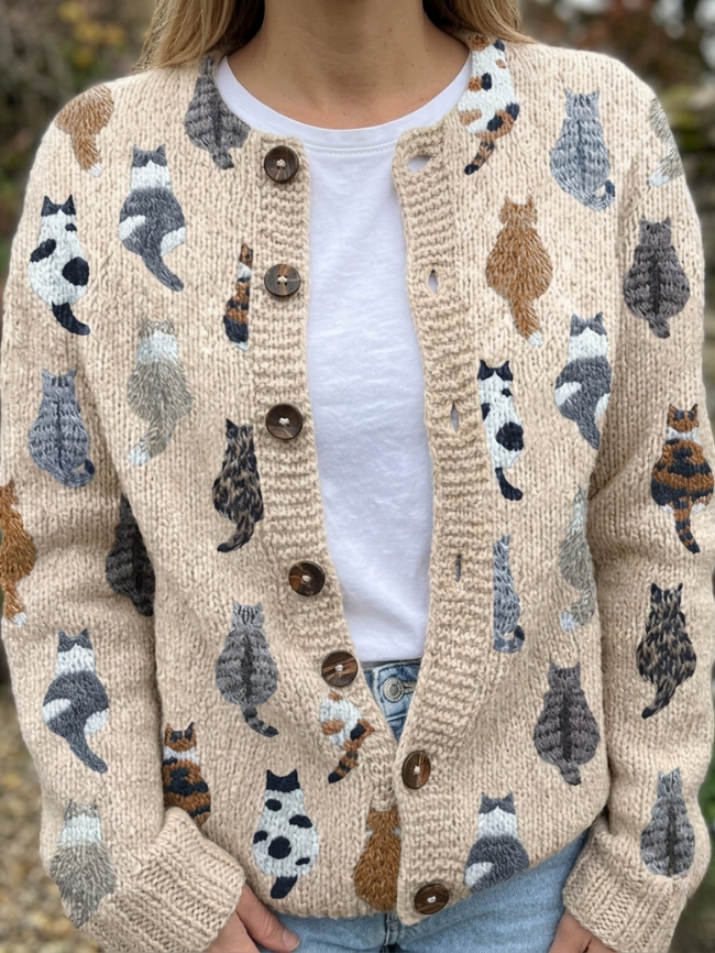Clara | The Cat Print Cardigan