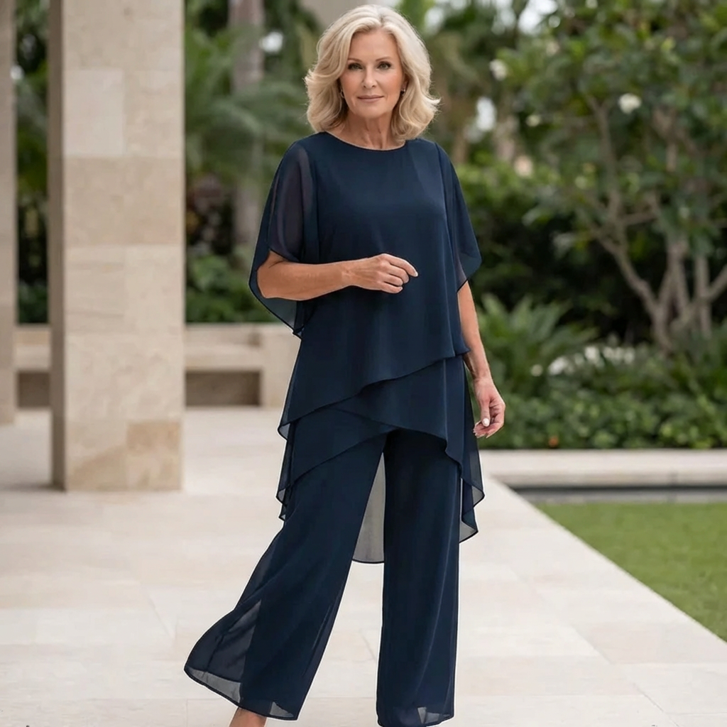 Jasmine | Flowing Blouse with Wide-Leg Trousers