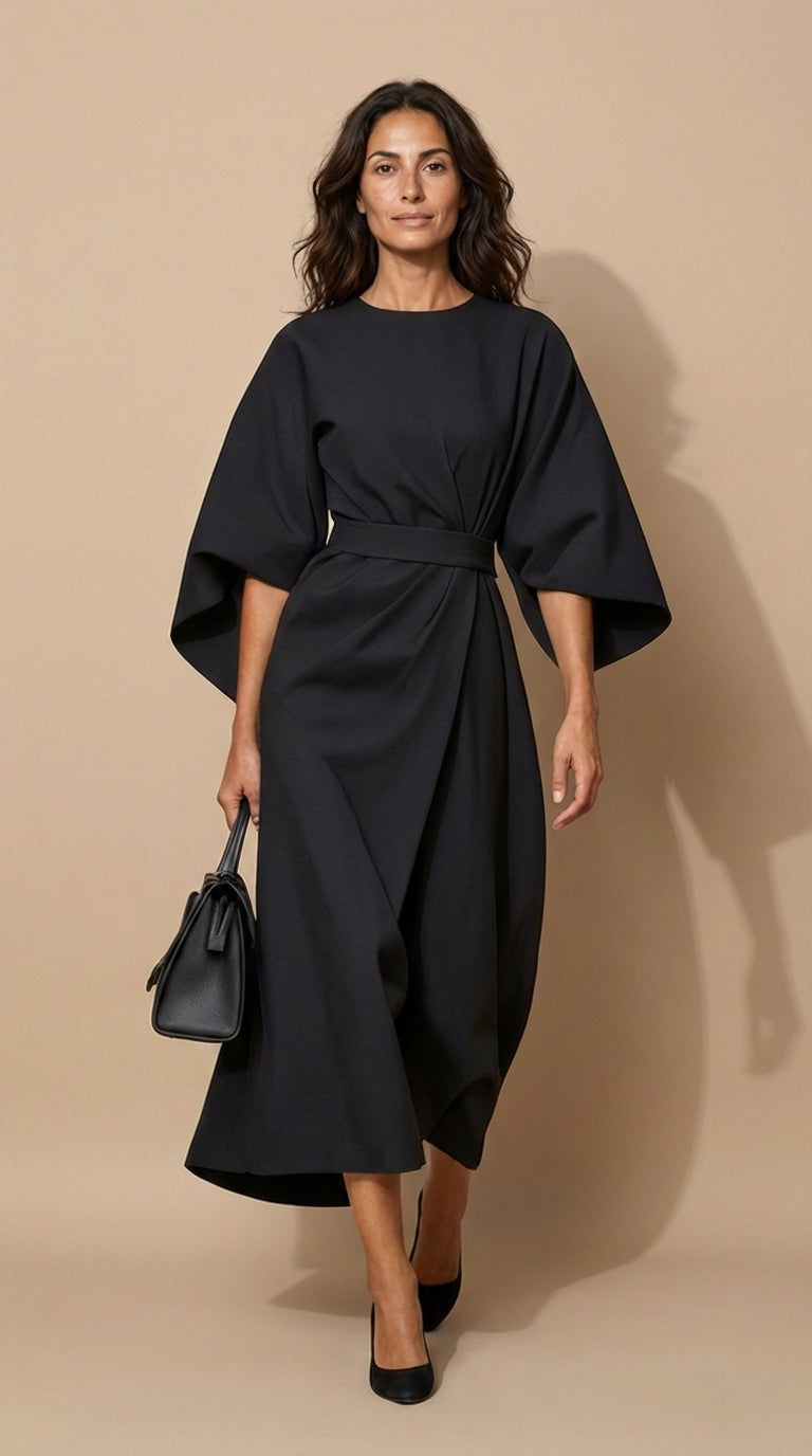 Isla™ | Chic Puff Sleeve Midi Dress