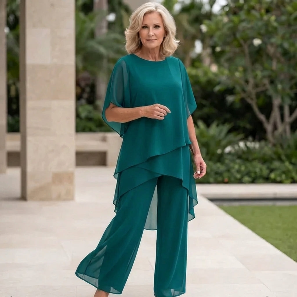 Jasmine | Flowing Blouse with Wide-Leg Trousers