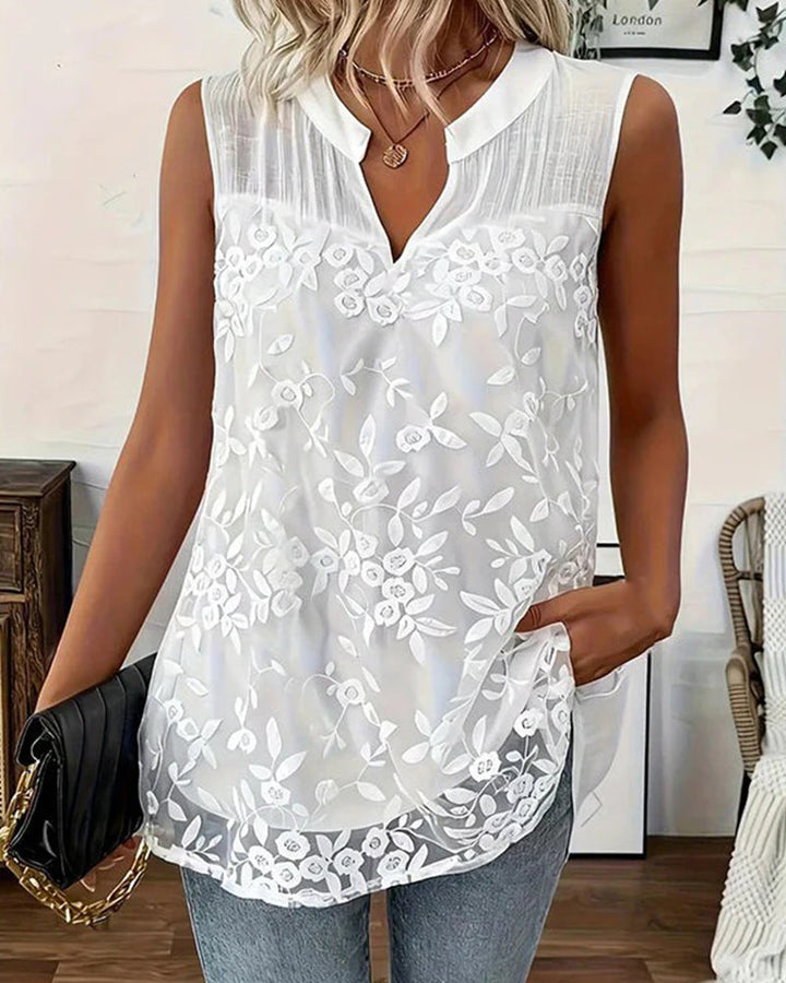 Shilika - Sleeveless Top with Floral Pattern
