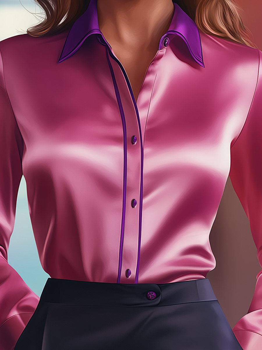 Striking Silk Top with Lively Blue and Green Accents