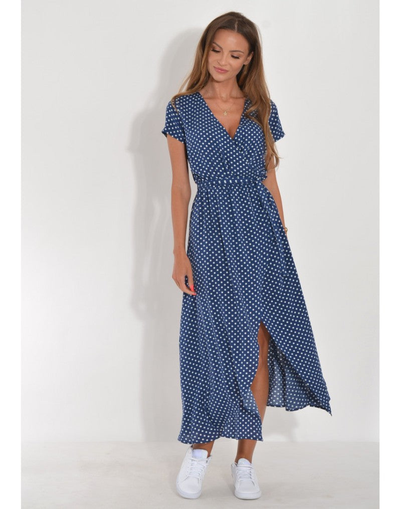 Elena™ | Elegant A-Line Polka Dot Dress